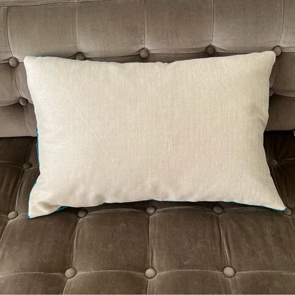 Cut Velvet Abstract Teal Blue Accent Lumbar Pillow - Picture 4 of 9